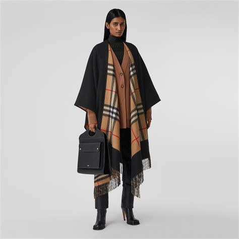 burberry check wool cashmere cape|Burberry Check wool cape.